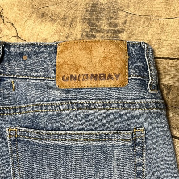 Unionbay Denim Jeans Distressed PatchWork Straight Mid Rise Ankle Pants Size 1 - Picture 11 of 12
